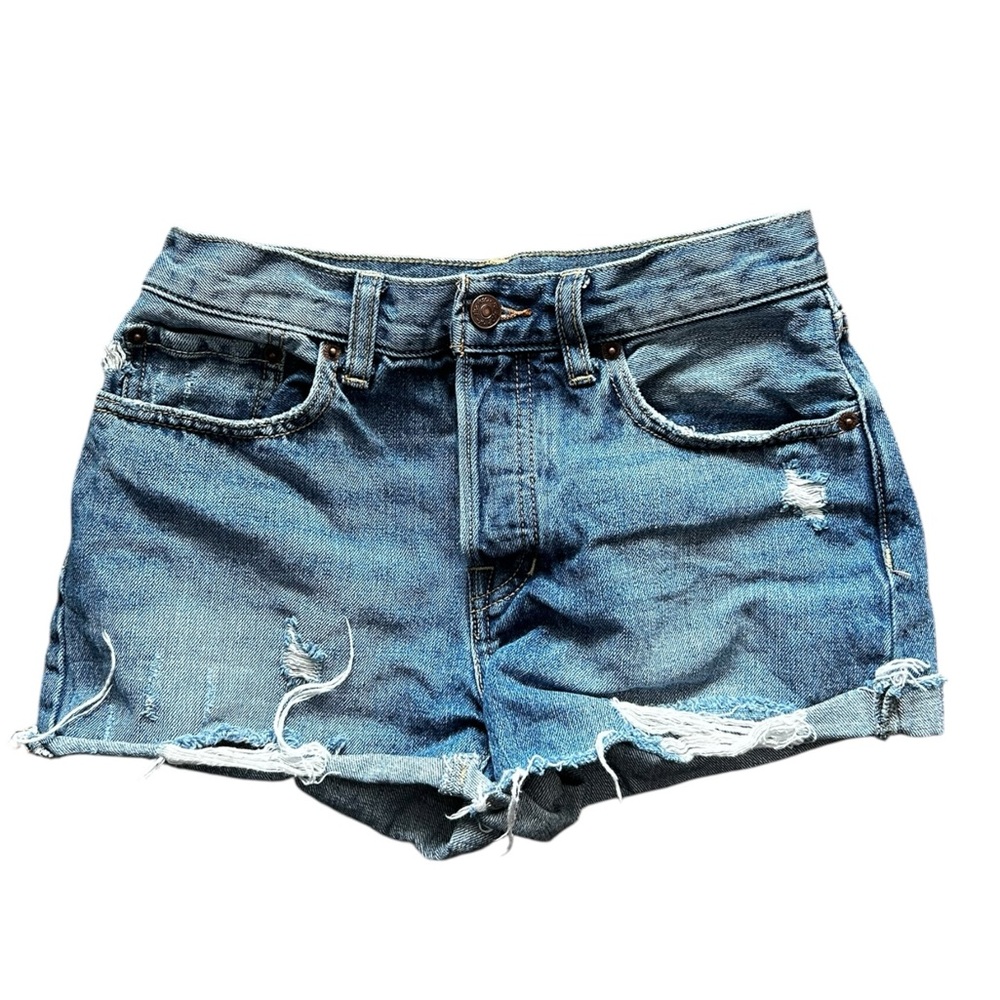 Free People We the Free Sofia Distressed Denim Women Shorts Size 25”